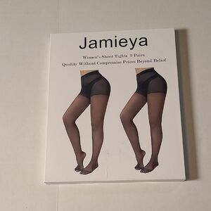 Jamieya 2 Pairs Black Sheer Tights for Women, 20D Control Top 3XL NIB Black